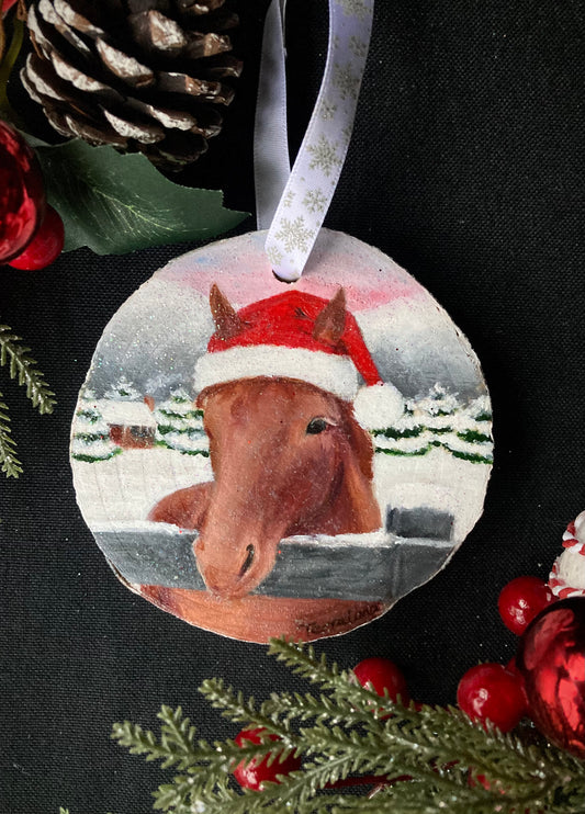 Horse Ornament Pink/White